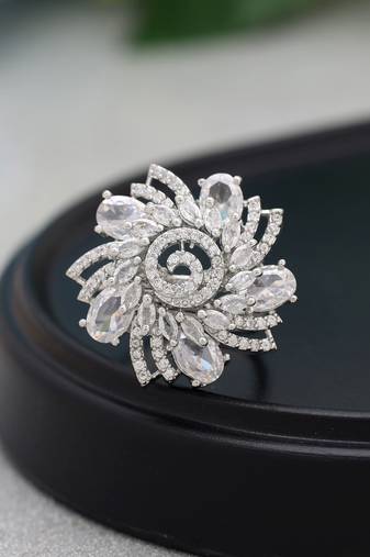 Silver color american diamond ring