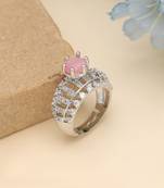 Pink color american diamond ring