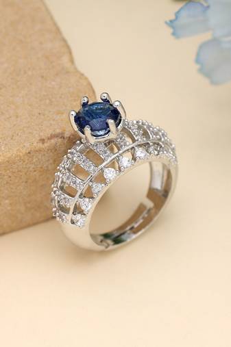 Blue color american diamond ring
