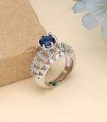 Blue color american diamond ring