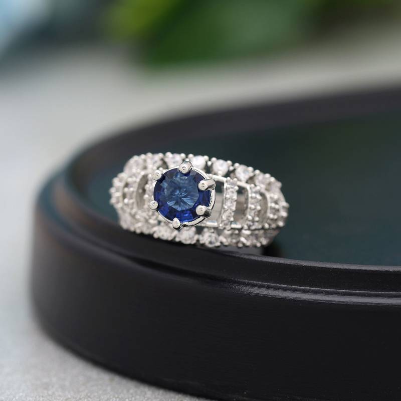 Blue color american diamond ring