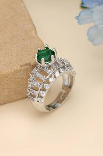 Green color american diamond ring
