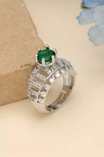 Green color american diamond ring