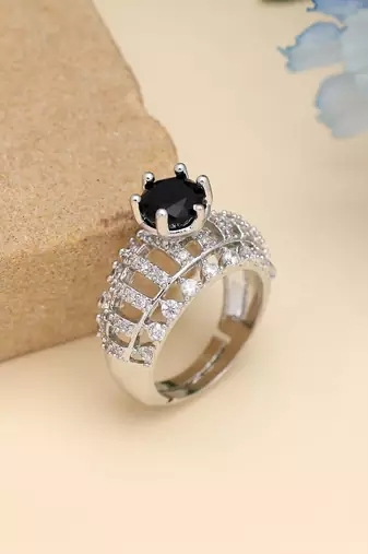 Black color american diamond ring