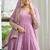 Lavender designer dusty-tone faux georgette gown with embroidery & sequins dupatta
