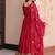 Maroon star georgette zari sequins embroidered gown with dupatta