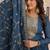 Rama blue star georgette zari sequins embroidered gown with dupatta