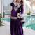 Purple Zari Embroidered Velvet Top With Palazzo