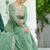 Pista green vichitra silk embroidered sequins anarkali suit festive wear