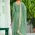 Pista green vichitra silk embroidered sequins anarkali suit festive wear