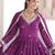 Magenta vichitra silk sequins embroidered gown with dupatta – fancy v neck, full sleeves (sizes 38–44)
