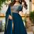 Blue embroidered faux blooming anarkali gown set with sequin & multi-thread work v-neck full sleeves dupatta included