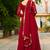 Red embroidered faux blooming anarkali gown set with sequin & multi-thread work dupatta included