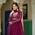 Embroidered readymade wine faux blooming anarkali gown with dupatta