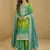 Light green chinon silk emboidered palazzo suit