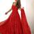  Red Bandhani Printed Chiffon Anarkali Gown With Dupatta