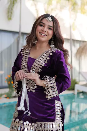 Velvet Mirror Kurta set