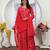 Rani pink premium chanderi & riyon export quality long kurti set with heavy najmin dupatta