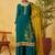 Aqua green organza embroidered and handwork palazzo suit