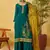 Aqua green organza embroidered and handwork palazzo suit