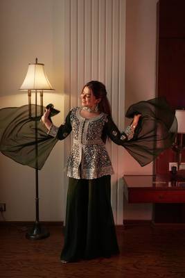 Green Heavy Sequins Embroidered Kurta set 1