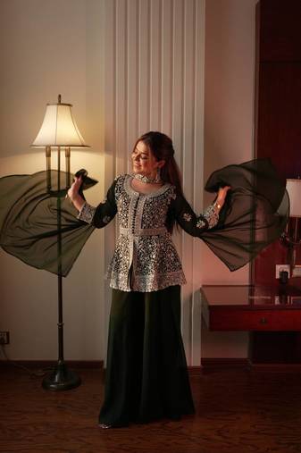 Green Heavy Sequins Embroidered Kurta set