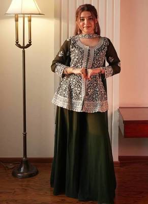 Green Heavy Sequins Embroidered Kurta set 2