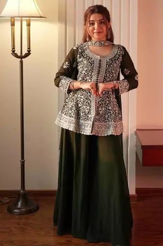 Green Heavy Sequins Embroidered Kurta set