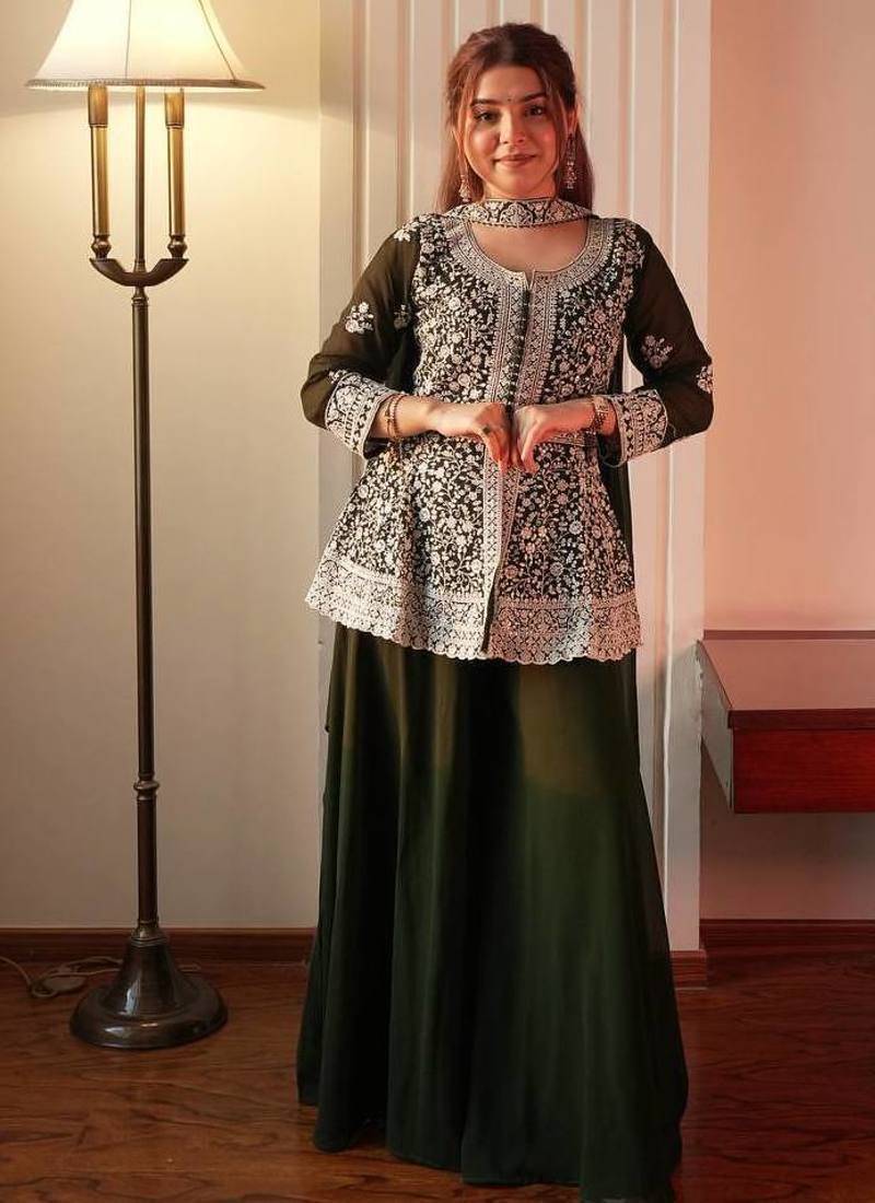 Green Heavy Sequins Embroidered Kurta set