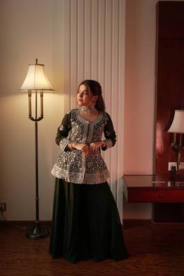 Green Heavy Sequins Embroidered Kurta set 3