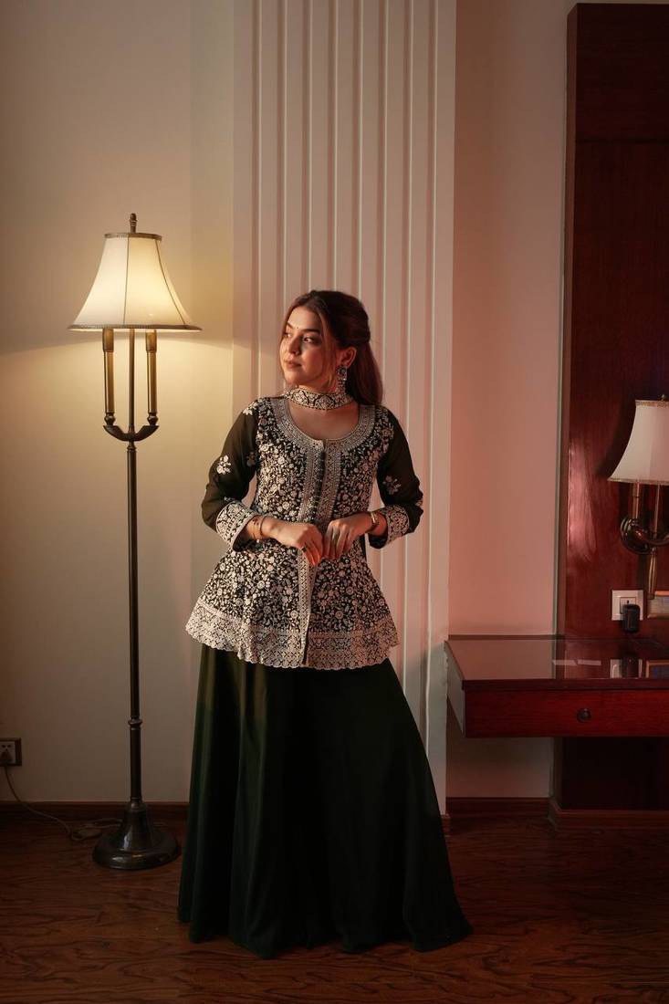 Green Heavy Sequins Embroidered Kurta set