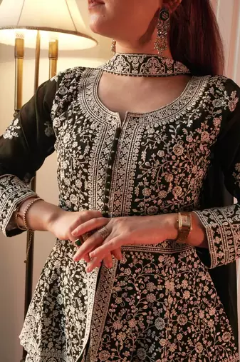 Green Heavy Sequins Embroidered Kurta set