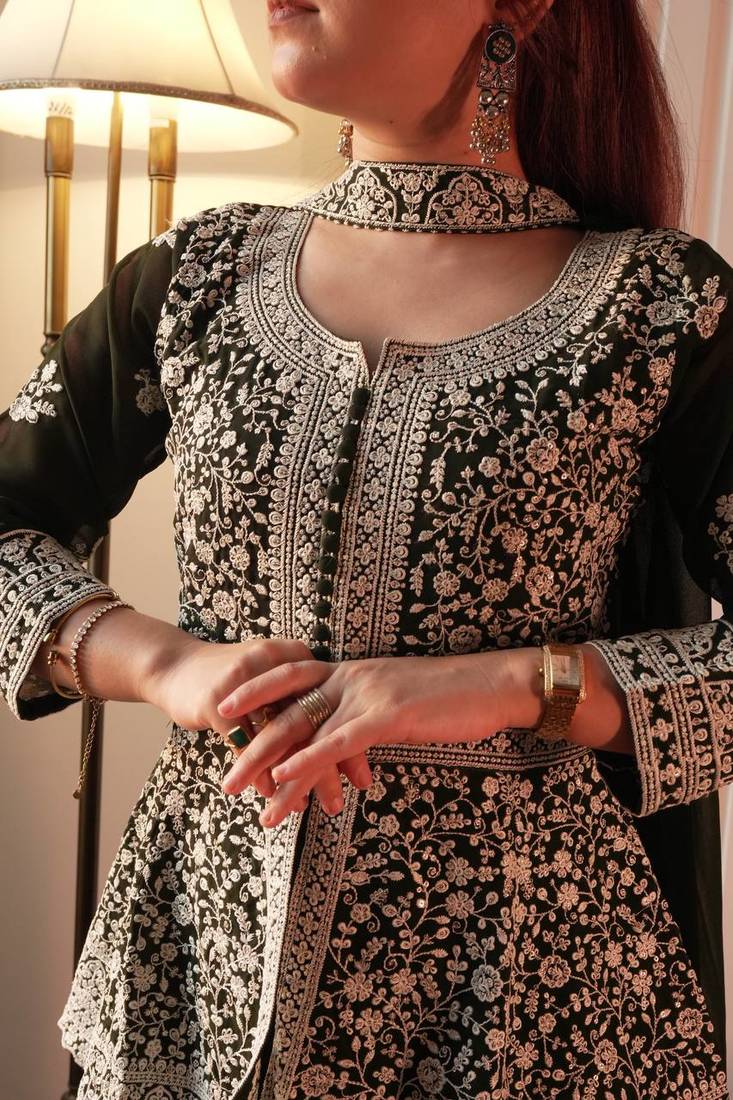 Green Heavy Sequins Embroidered Kurta set