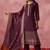 Wine georgette embroidered salwar suit