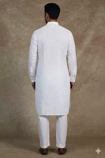 Men's stylish cotton embroidery pathani salwar set
