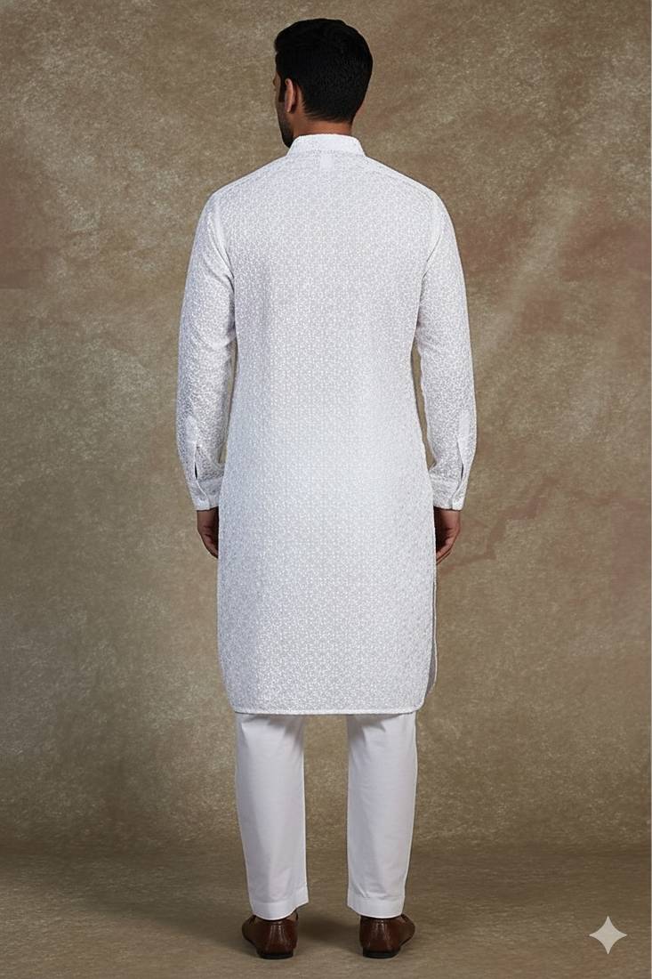 Men's stylish cotton embroidery pathani salwar set