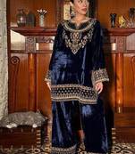 Blue Zari Embroidered Kurta set