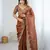 Brown new festive wear fendy chiffon saree with sequins embroidery work