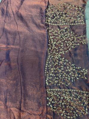 Dark onion pink new festive wear fendy chiffon saree with sequins embroidery work 3