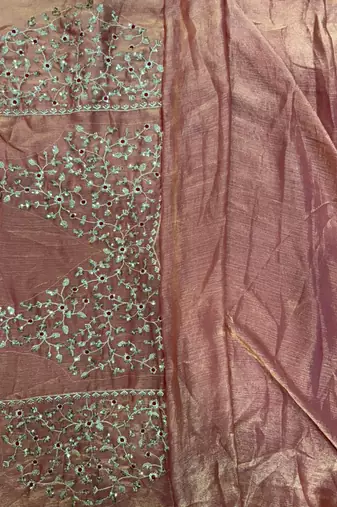 Peach new festive wear fendy chiffon saree with sequins embroidery work
