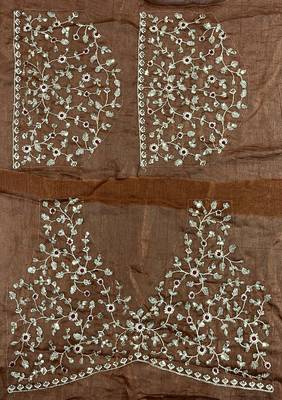 Brown new festive wear fendy chiffon saree with sequins embroidery work 4