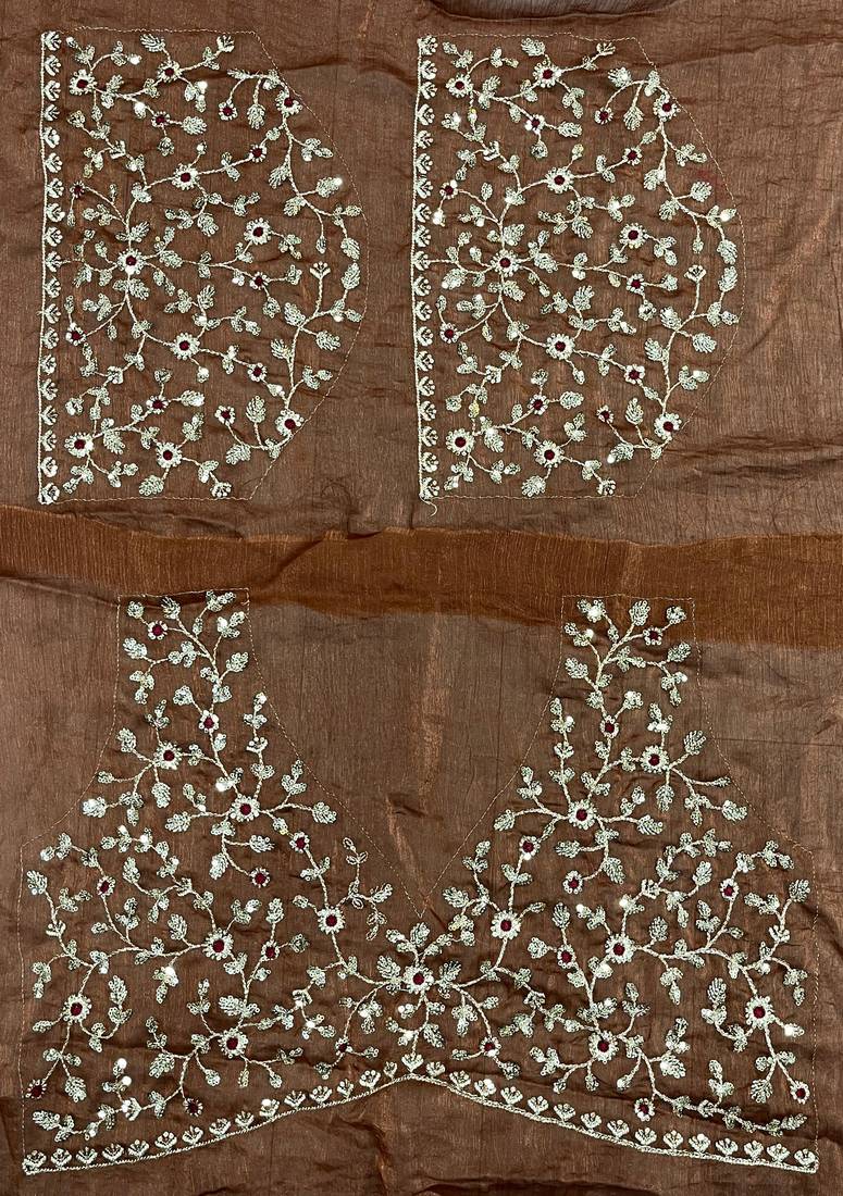 Brown new festive wear fendy chiffon saree with sequins embroidery work