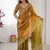 Mustard yellow new festive wear fendy chiffon saree with sequins embroidery work