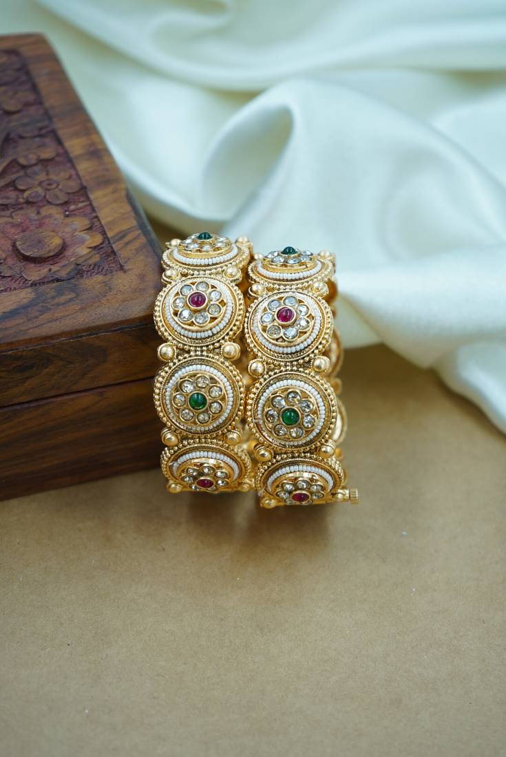 Traditional pearl meenakari heritage kada