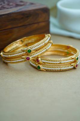 Traditional pearl & gold heritage bangles 3