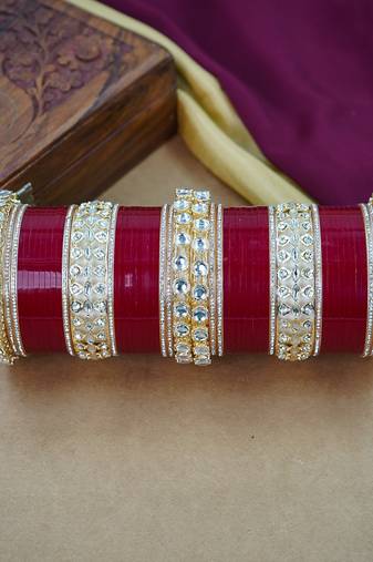 Stylish red & white punjabi chuda