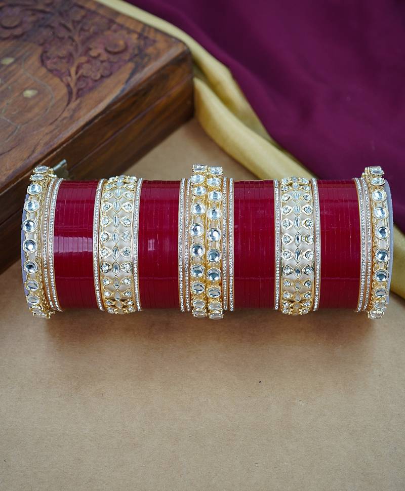 Stylish red & white punjabi chuda