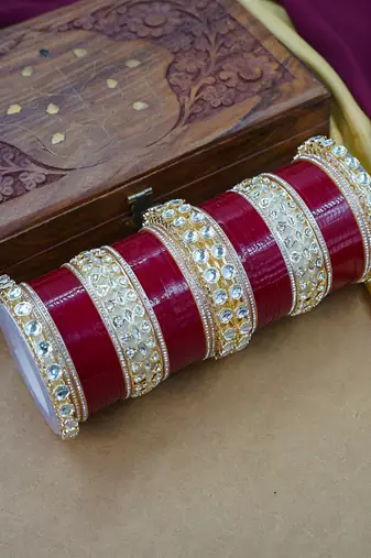 Stylish red & white punjabi chuda