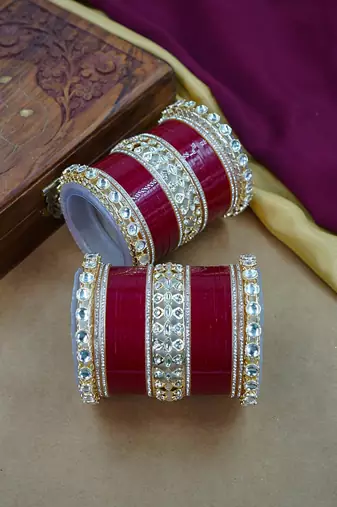 Stylish red & white punjabi chuda