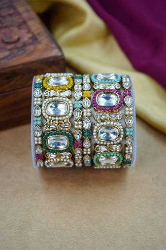 Traditional multy kundan antique bangles collection